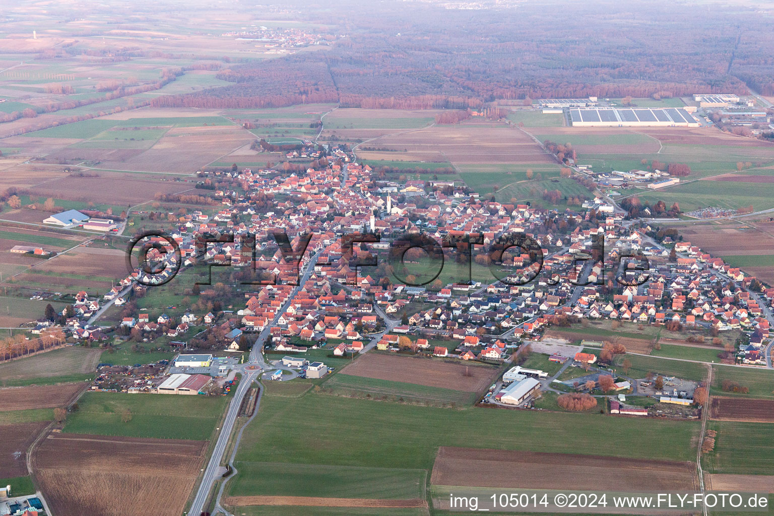 Drone image of Hatten in the state Bas-Rhin, France