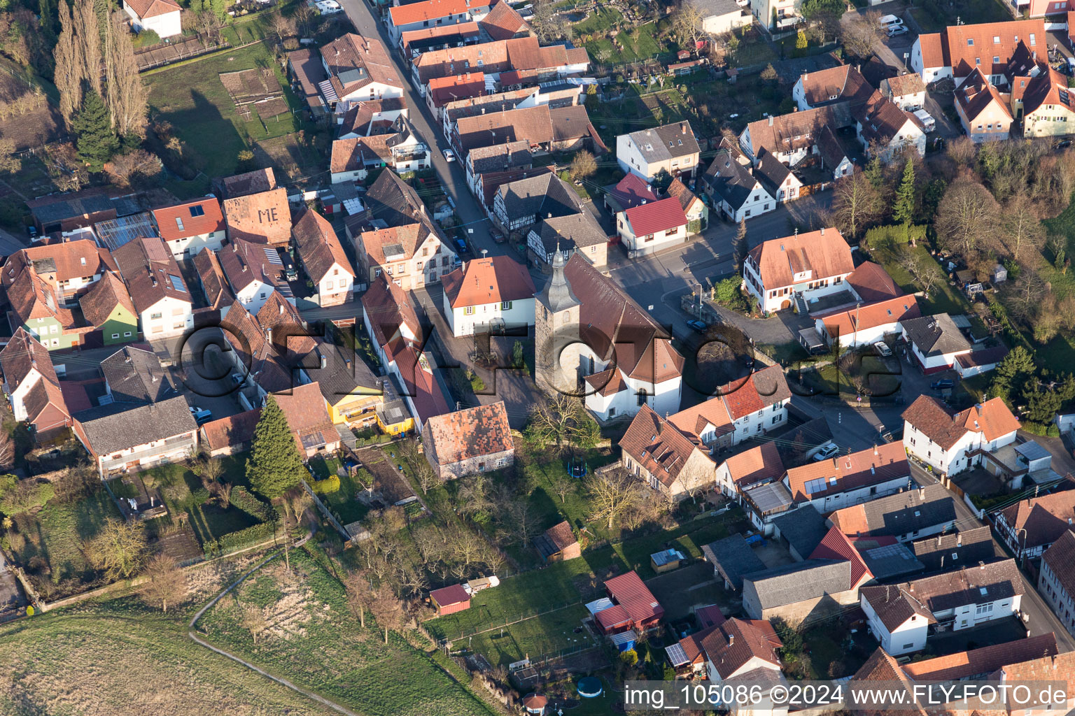 Oblique view of District Pleisweiler in Pleisweiler-Oberhofen in the state Rhineland-Palatinate, Germany