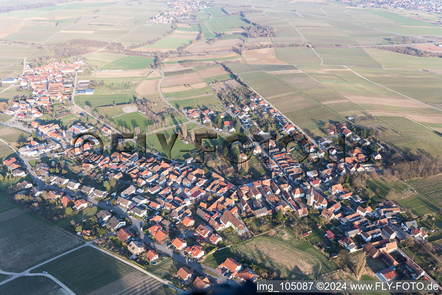 Bird's eye view of District Kapellen in Kapellen-Drusweiler in the state Rhineland-Palatinate, Germany