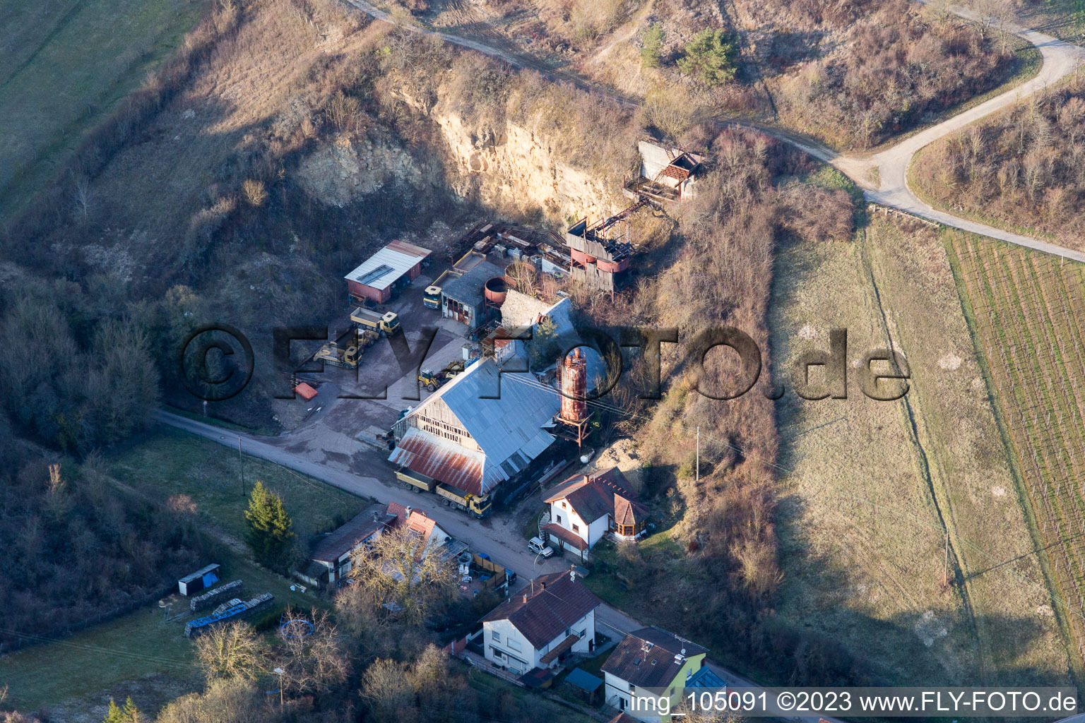 District Gleishorbach in Gleiszellen-Gleishorbach in the state Rhineland-Palatinate, Germany viewn from the air