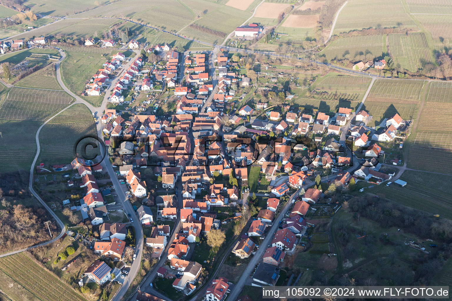 Drone recording of District Gleishorbach in Gleiszellen-Gleishorbach in the state Rhineland-Palatinate, Germany