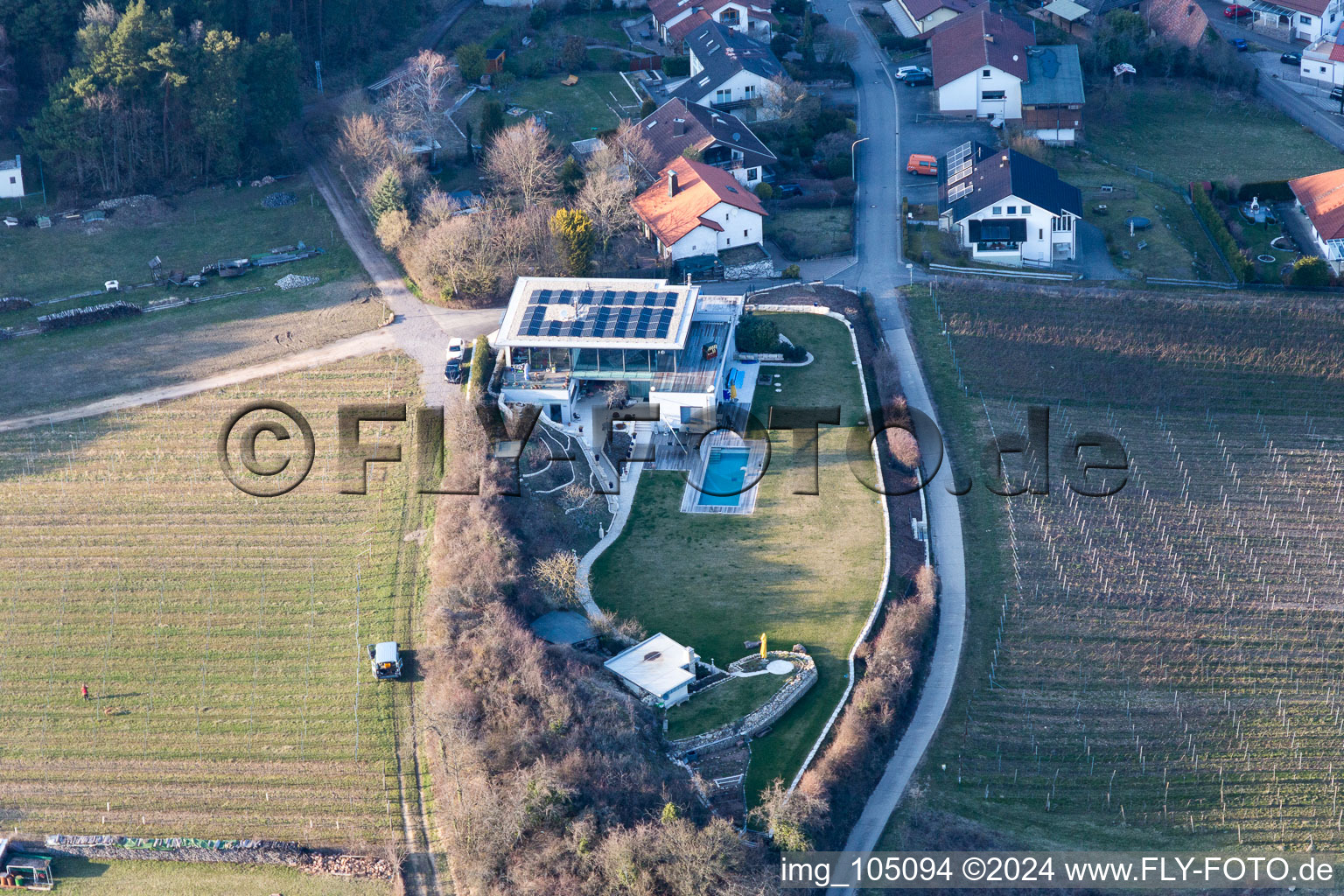 District Gleiszellen in Gleiszellen-Gleishorbach in the state Rhineland-Palatinate, Germany from the drone perspective