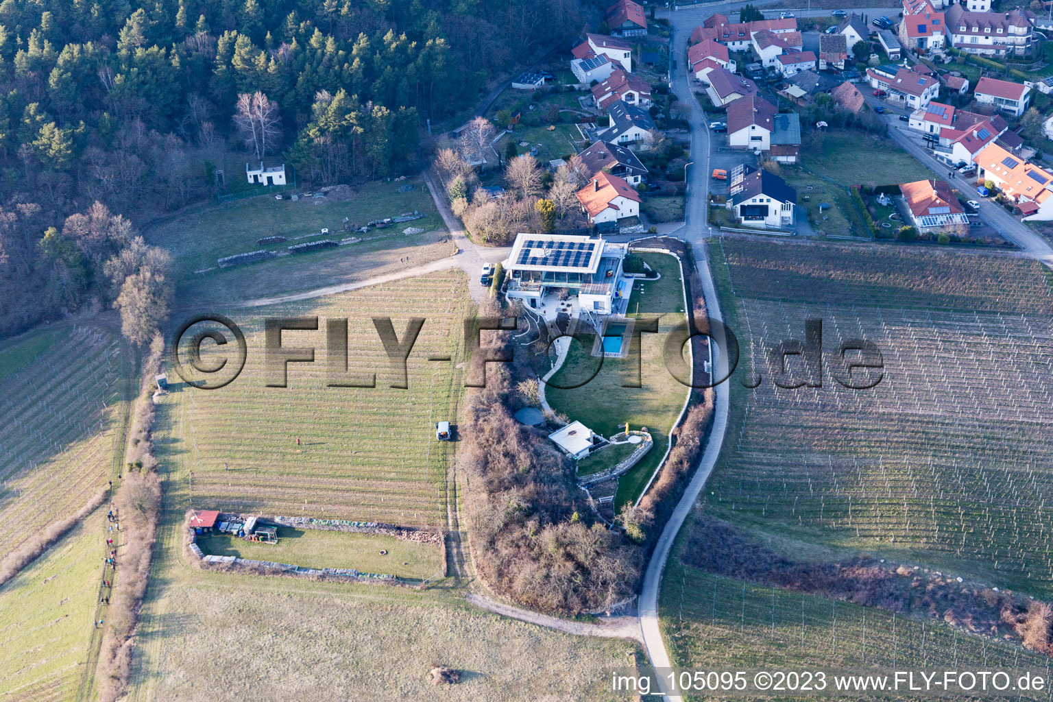 District Gleiszellen in Gleiszellen-Gleishorbach in the state Rhineland-Palatinate, Germany from a drone