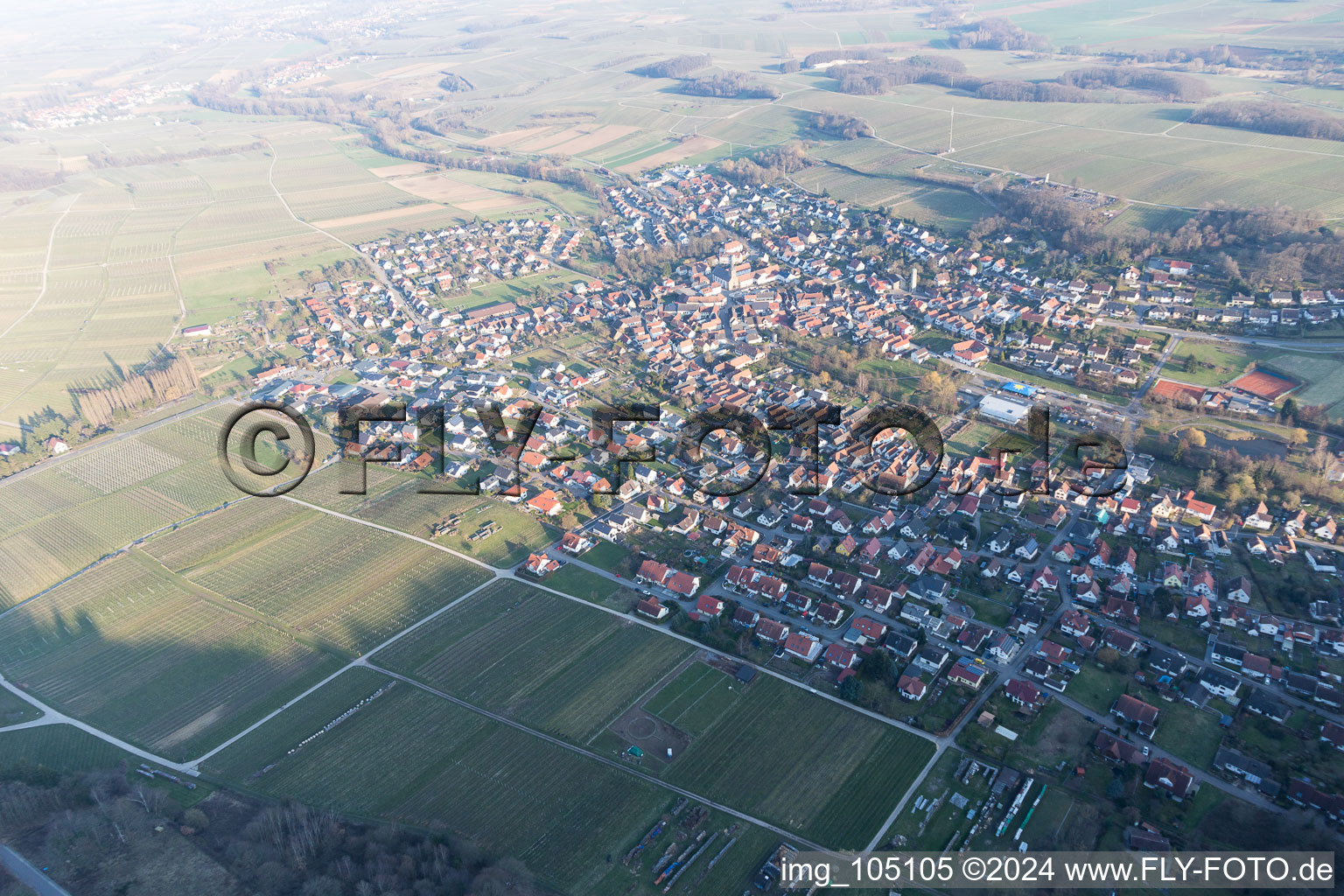 Klingenmünster in the state Rhineland-Palatinate, Germany from the plane