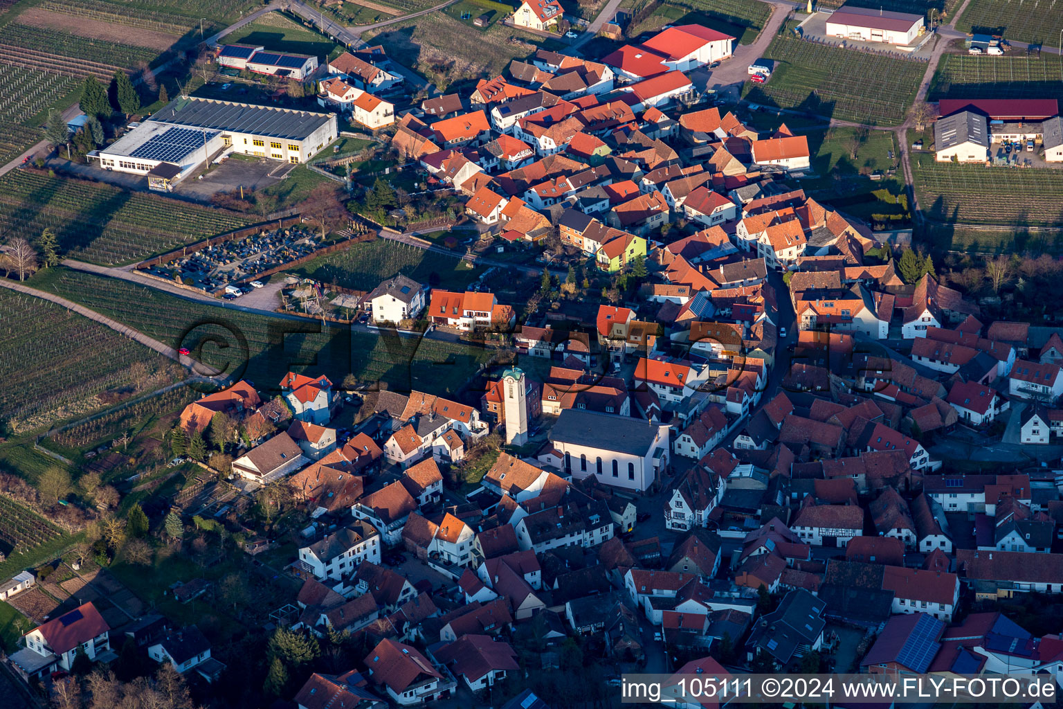 Aerial view of Eschbach in the state Rhineland-Palatinate, Germany