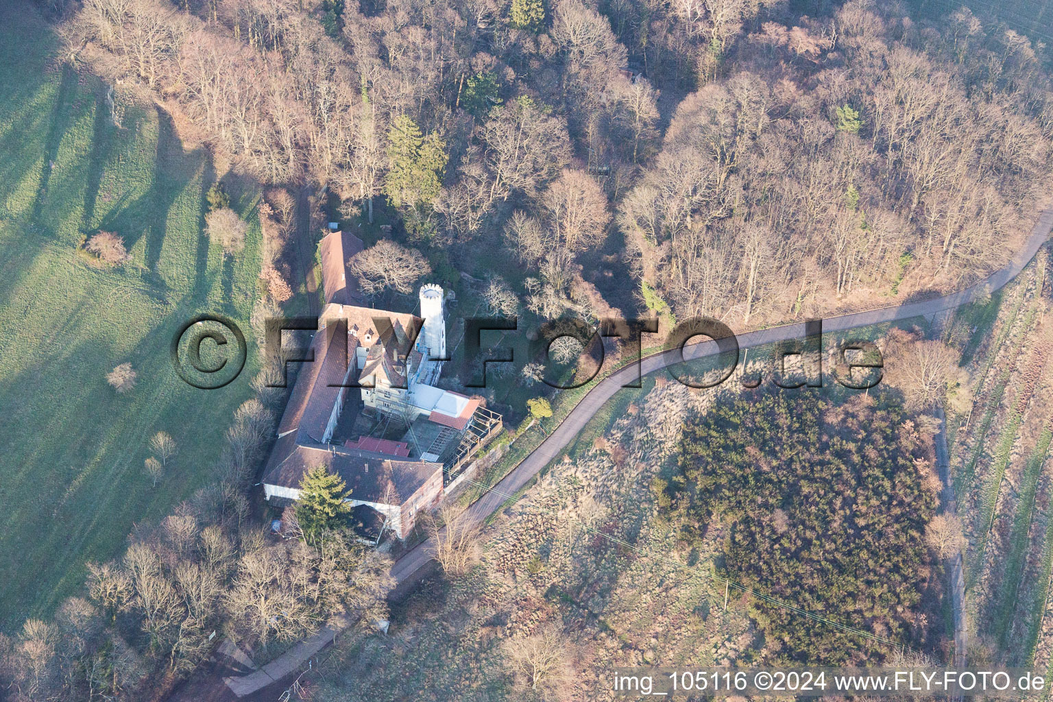 Leinsweiler in the state Rhineland-Palatinate, Germany from a drone