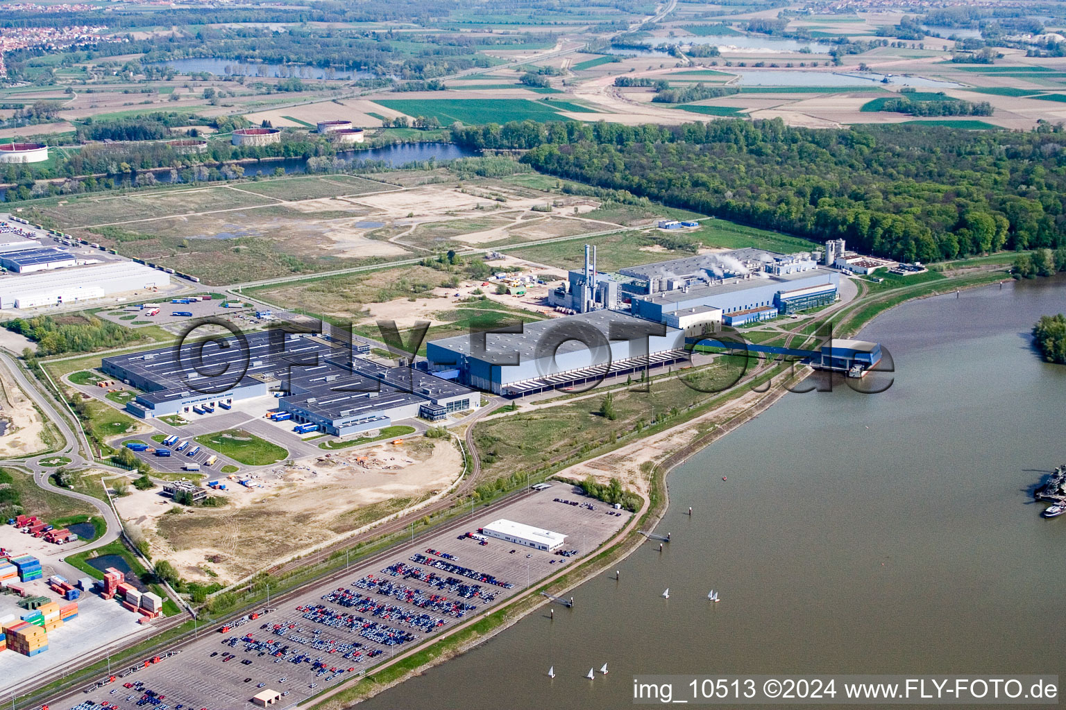 Aerial view of Contargo in the district Maximiliansau in Wörth am Rhein in the state Rhineland-Palatinate, Germany