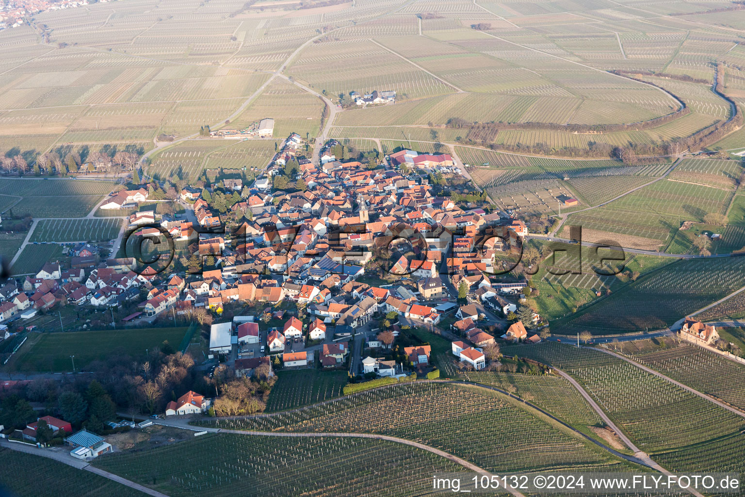 Frankweiler in the state Rhineland-Palatinate, Germany seen from a drone