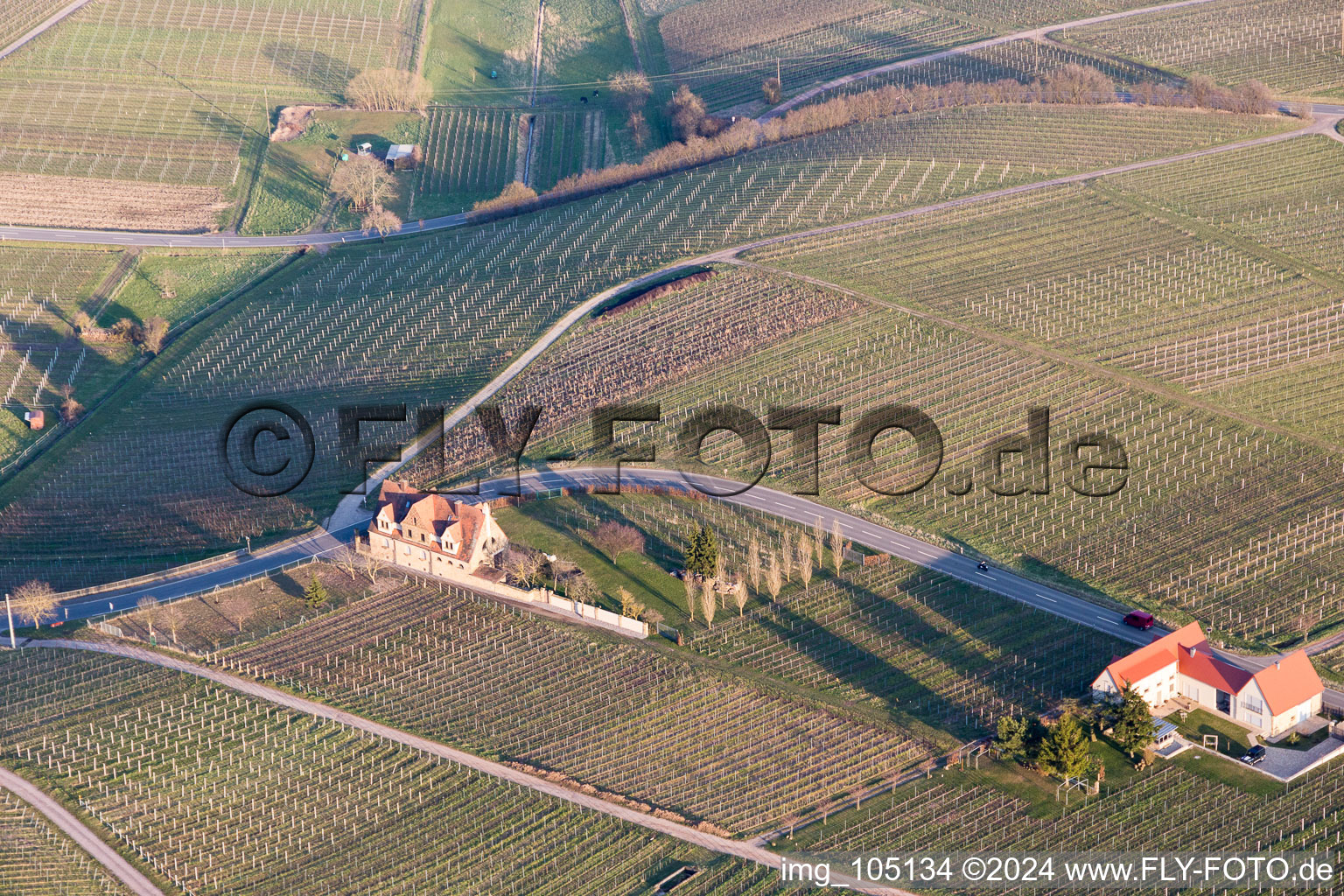 Aerial view of Frankweiler in the state Rhineland-Palatinate, Germany