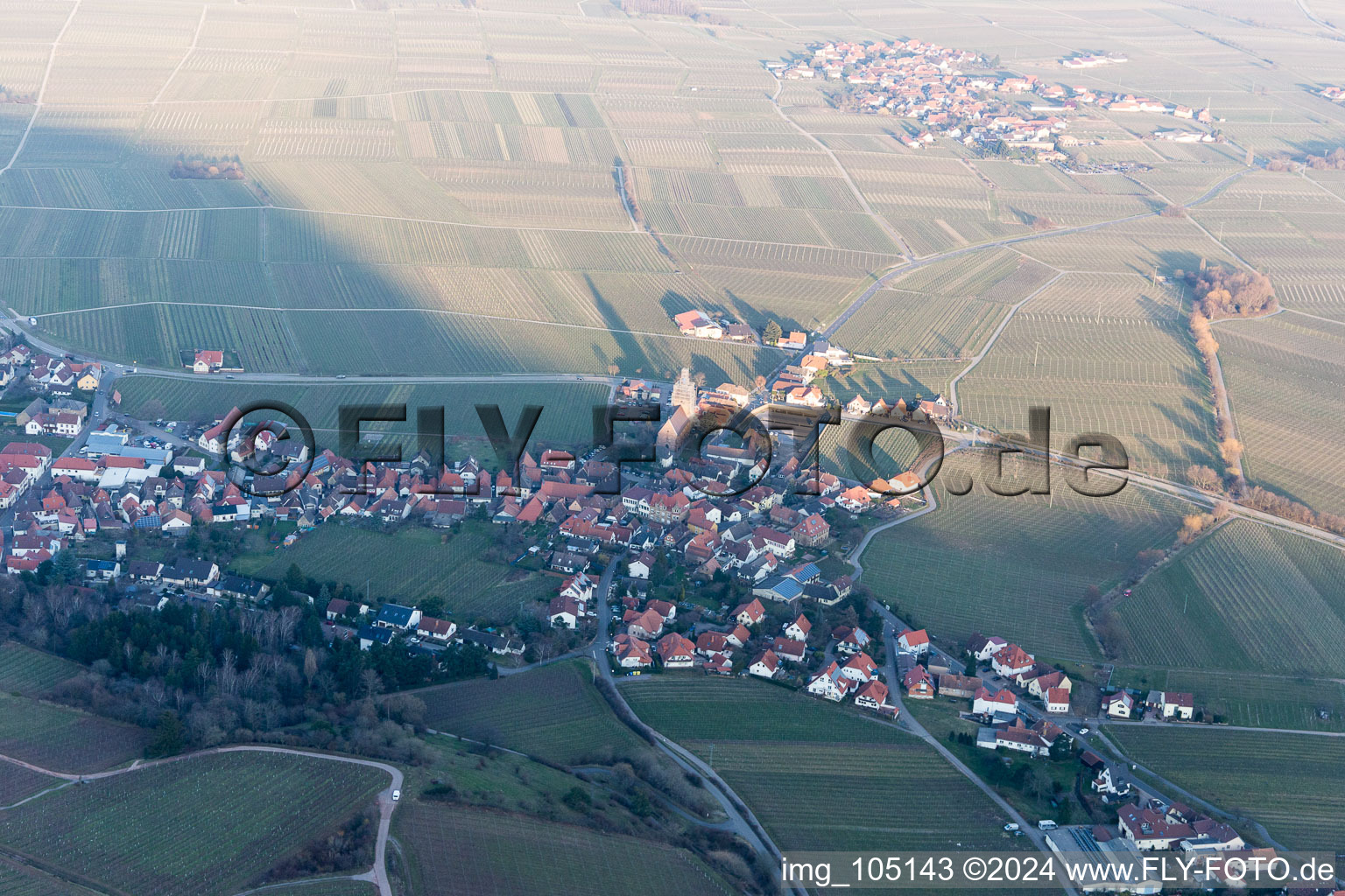 Gleisweiler in the state Rhineland-Palatinate, Germany from the plane