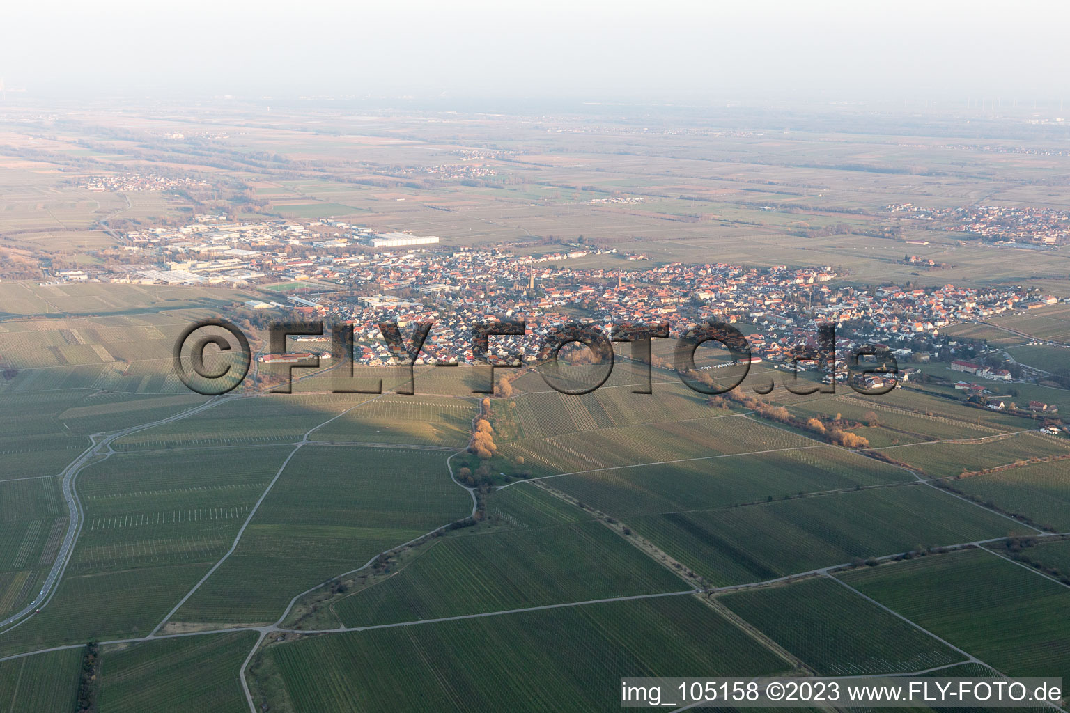 Aerial photograpy of Edenkoben in the state Rhineland-Palatinate, Germany