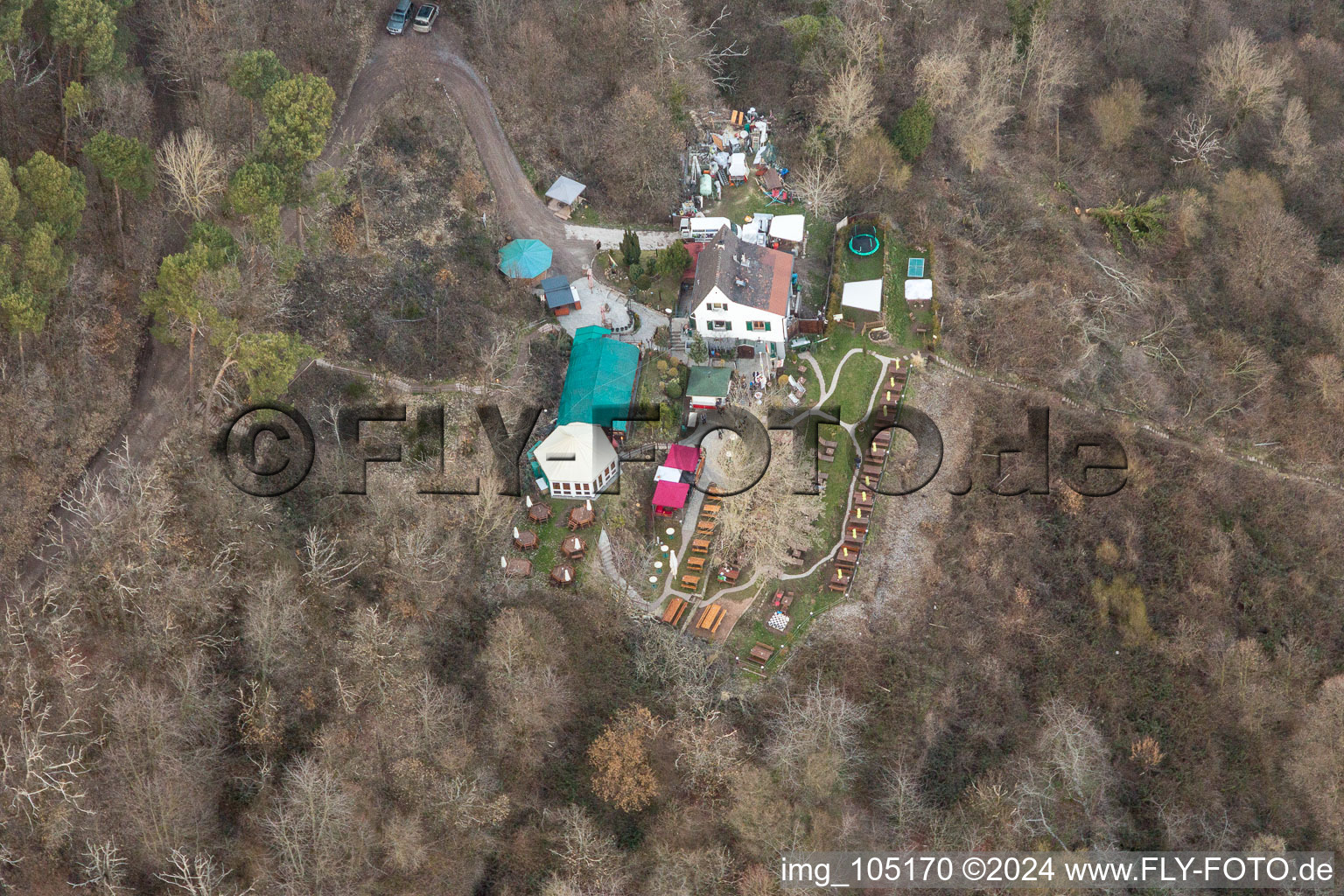 Aerial photograpy of Zeter Berghaus in the district Diedesfeld in Neustadt an der Weinstraße in the state Rhineland-Palatinate, Germany