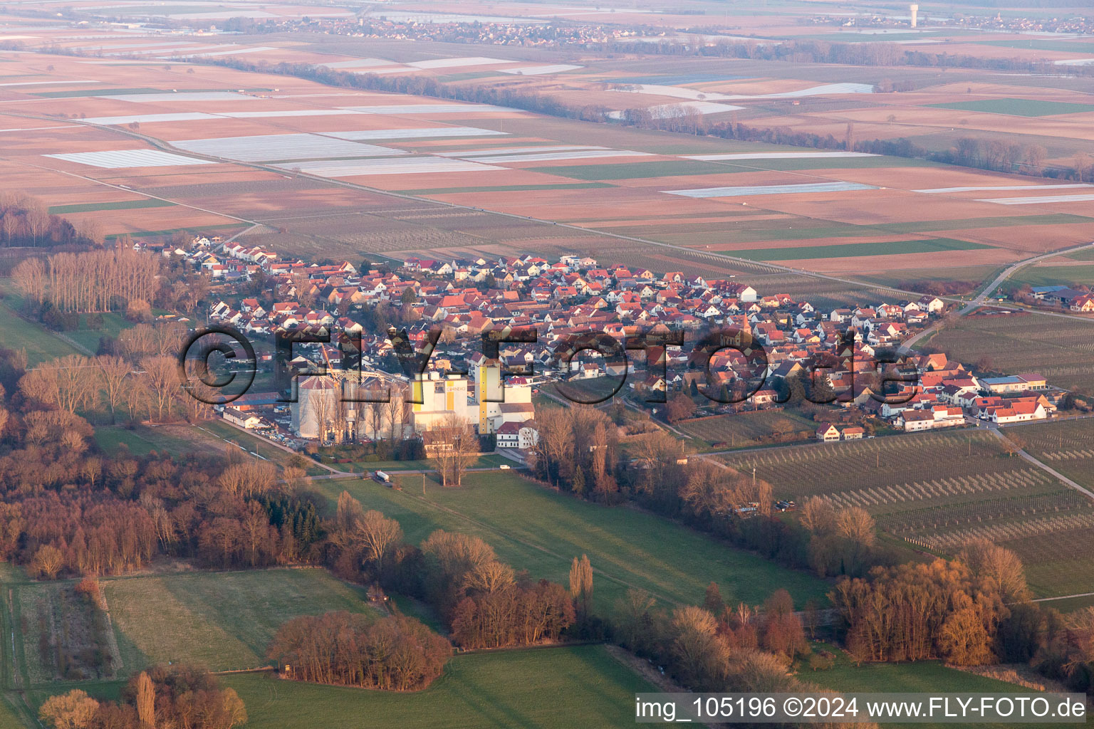 Freimersheim in the state Rhineland-Palatinate, Germany seen from above