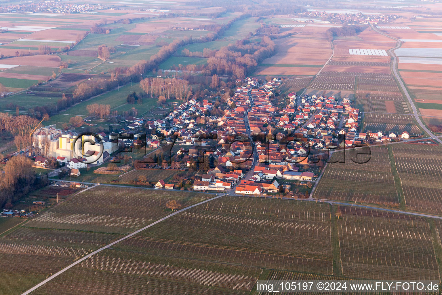 Freimersheim in the state Rhineland-Palatinate, Germany from the plane