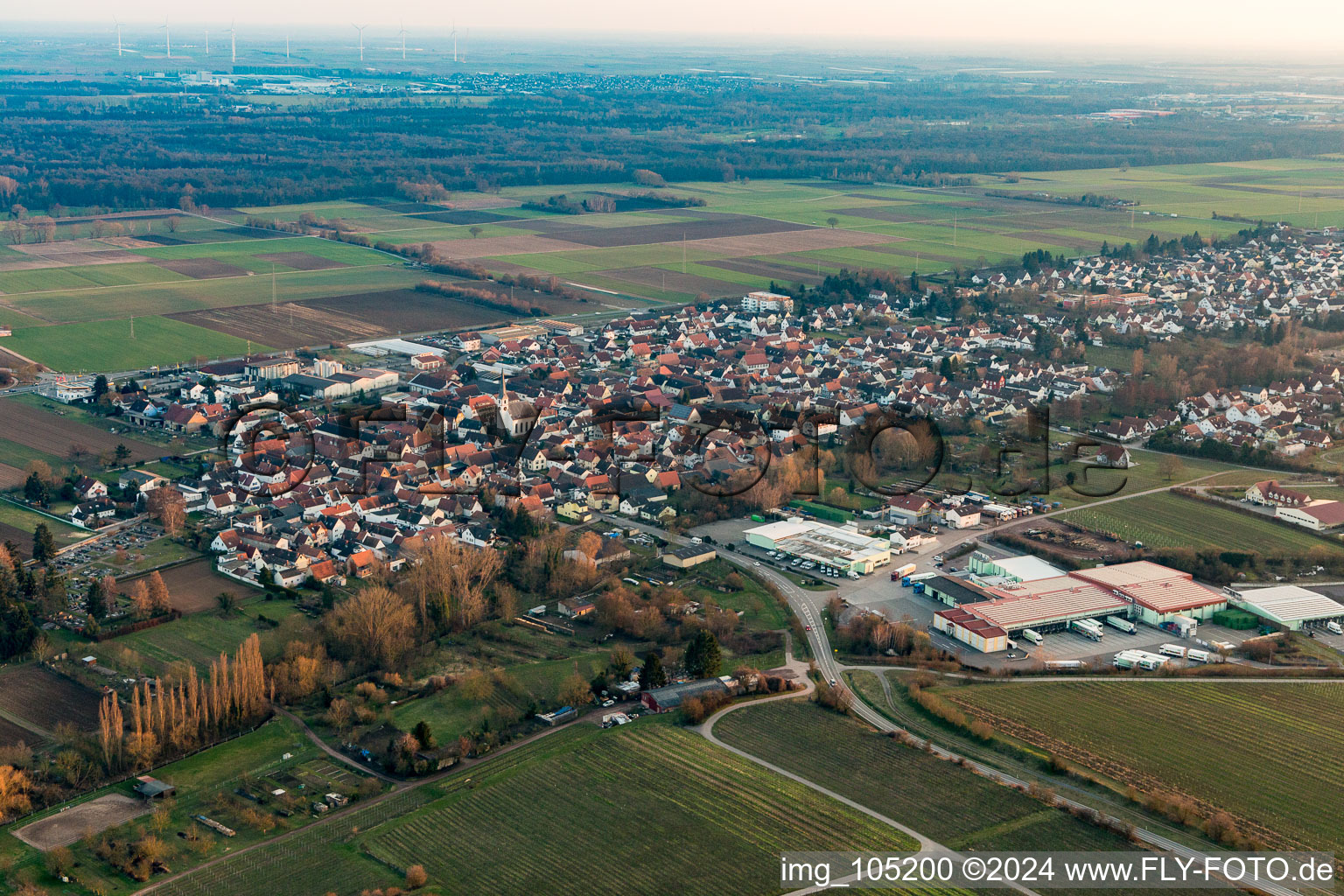 District Niederhochstadt in Hochstadt in the state Rhineland-Palatinate, Germany viewn from the air