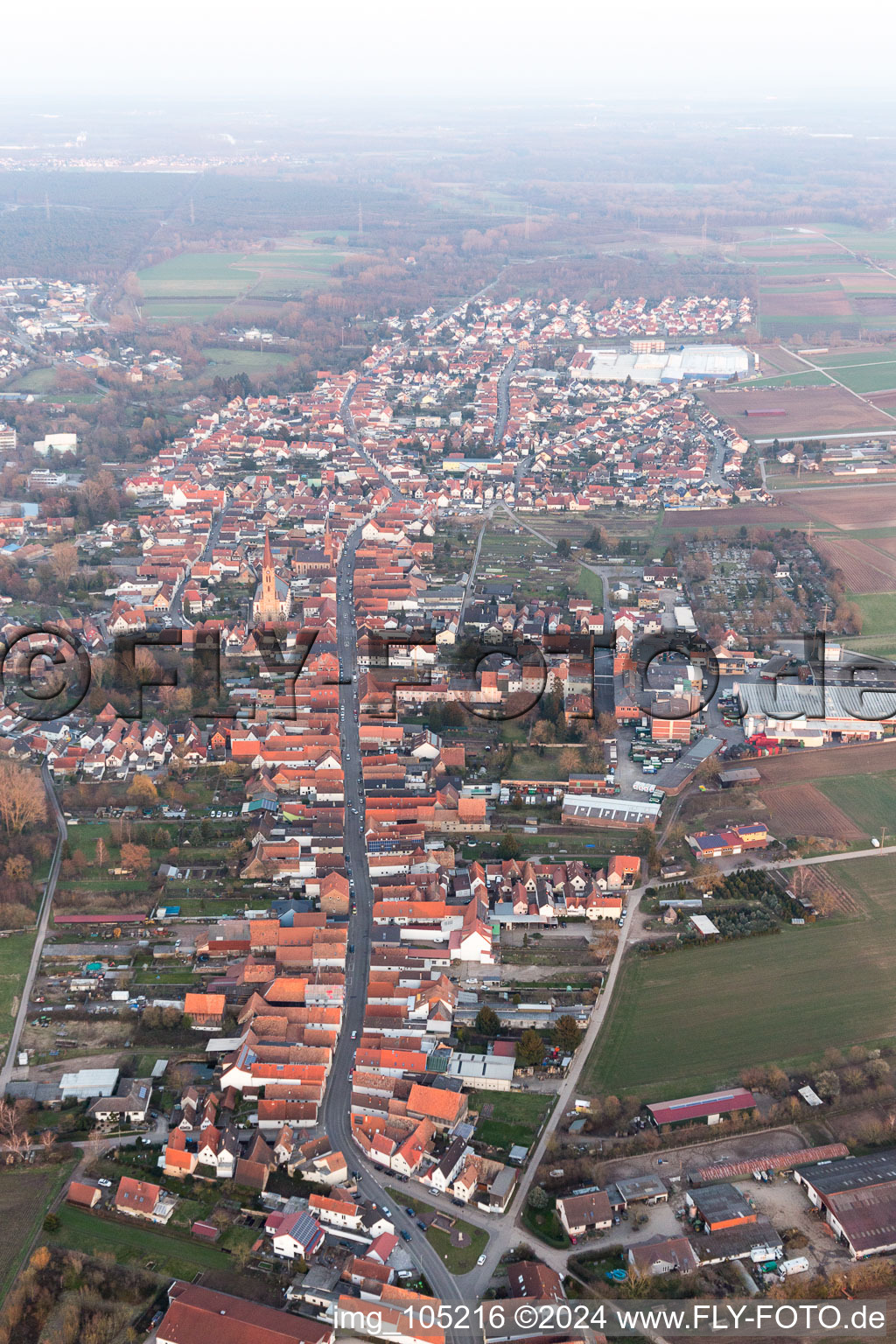 Bellheim in the state Rhineland-Palatinate, Germany from a drone