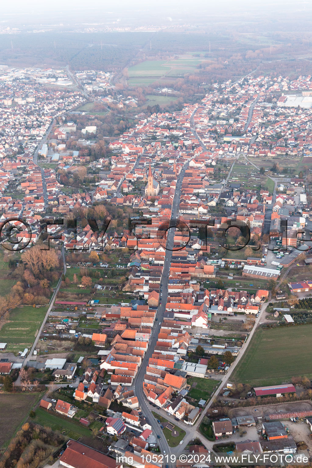 Bellheim in the state Rhineland-Palatinate, Germany seen from a drone