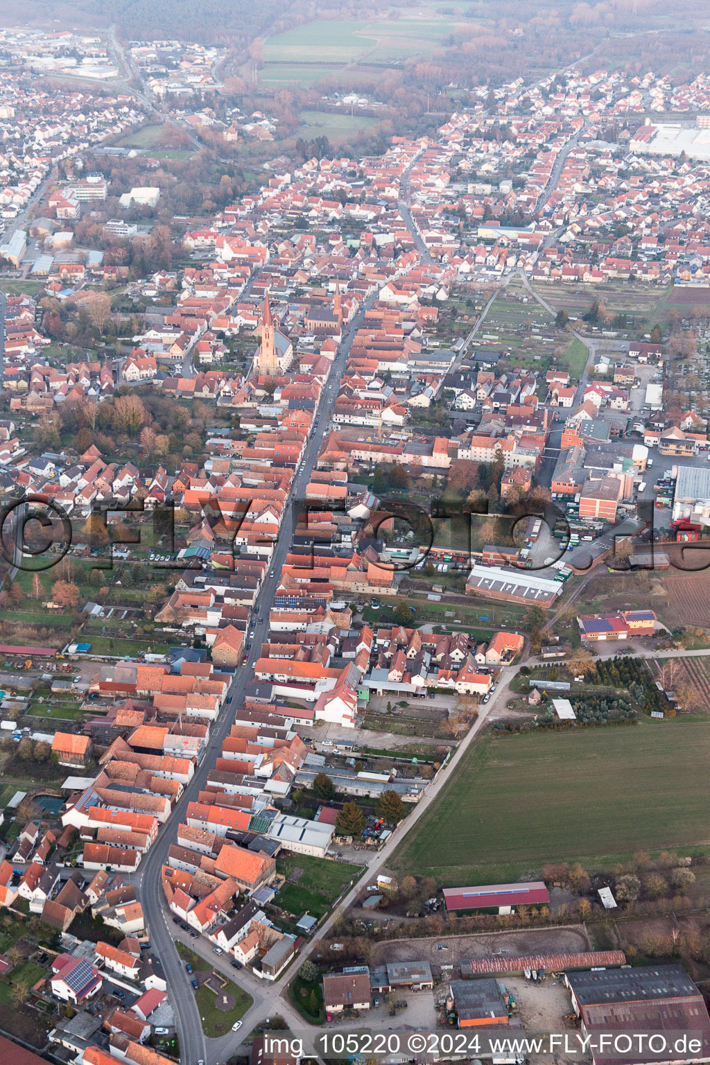 Aerial view of Bellheim in the state Rhineland-Palatinate, Germany