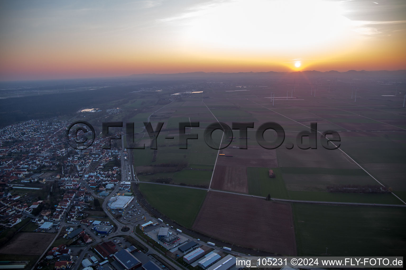 Aerial photograpy of Rülzheim in the state Rhineland-Palatinate, Germany