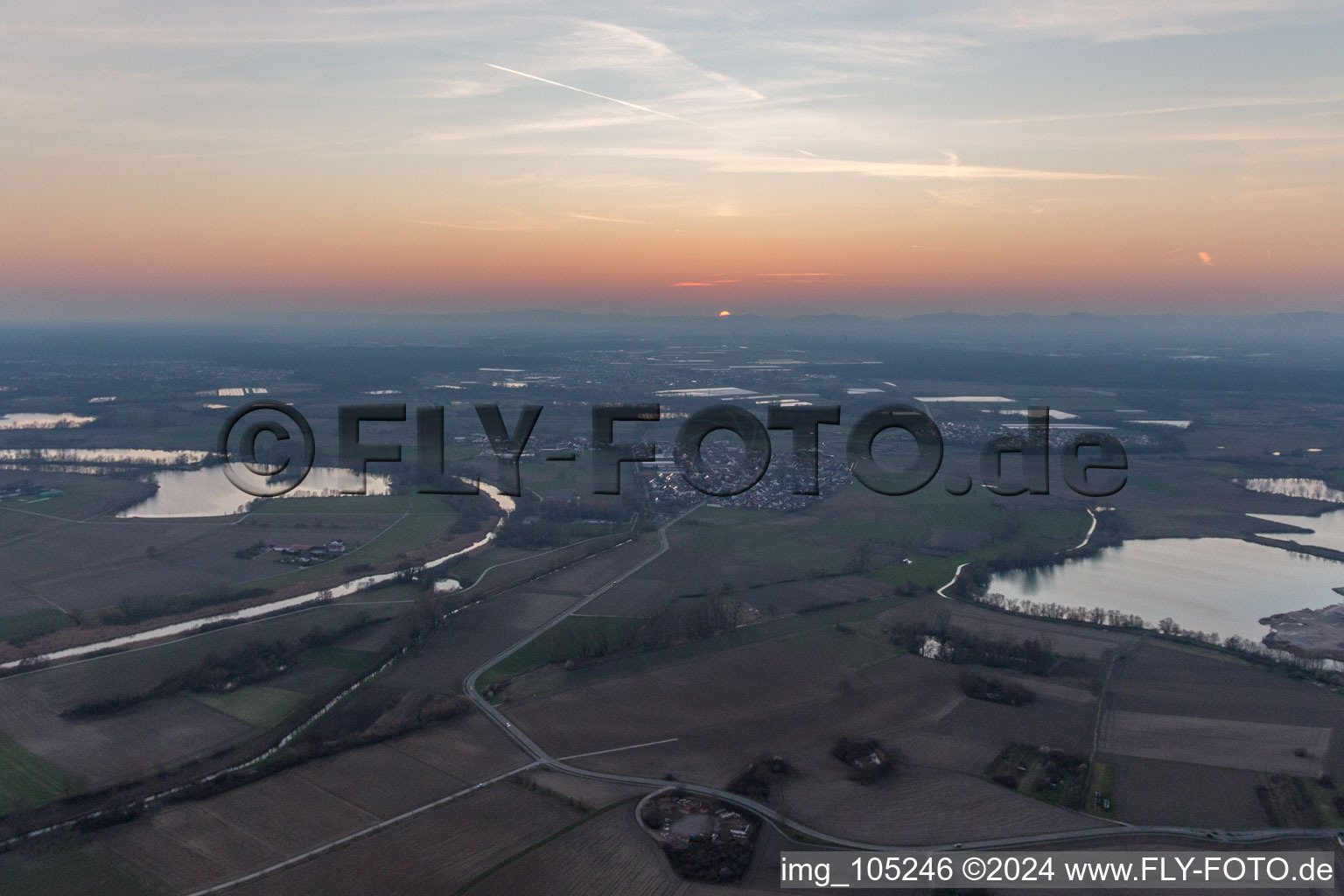 Neupotz in the state Rhineland-Palatinate, Germany from the plane