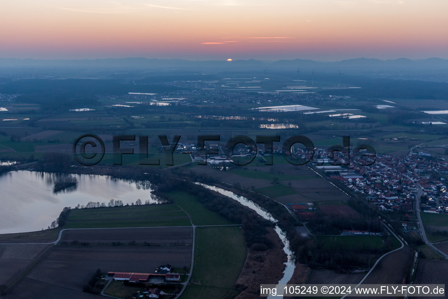 Neupotz in the state Rhineland-Palatinate, Germany viewn from the air