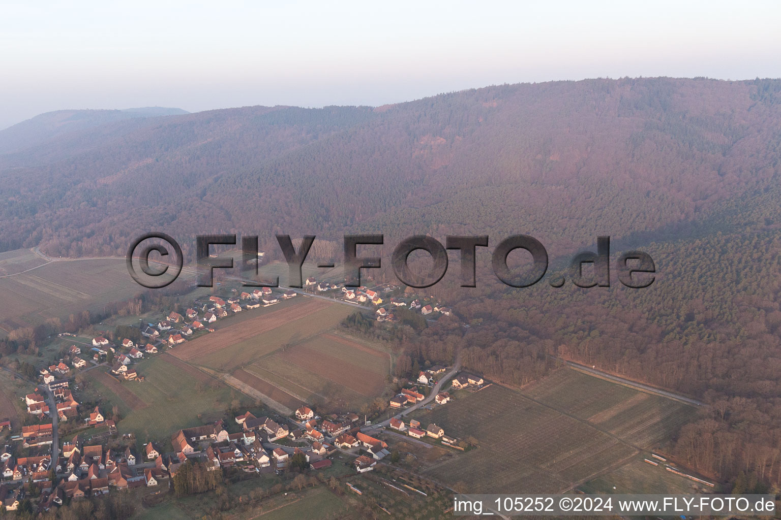 Cleebourg in the state Bas-Rhin, France viewn from the air