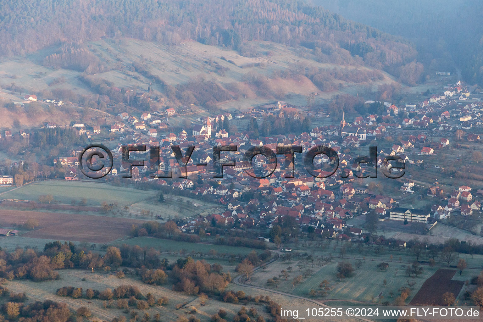 Drone image of Lembach in the state Bas-Rhin, France