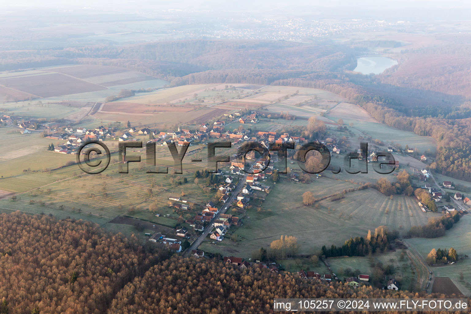 Nehwiller-près-Wœrth in the state Bas-Rhin, France from the plane