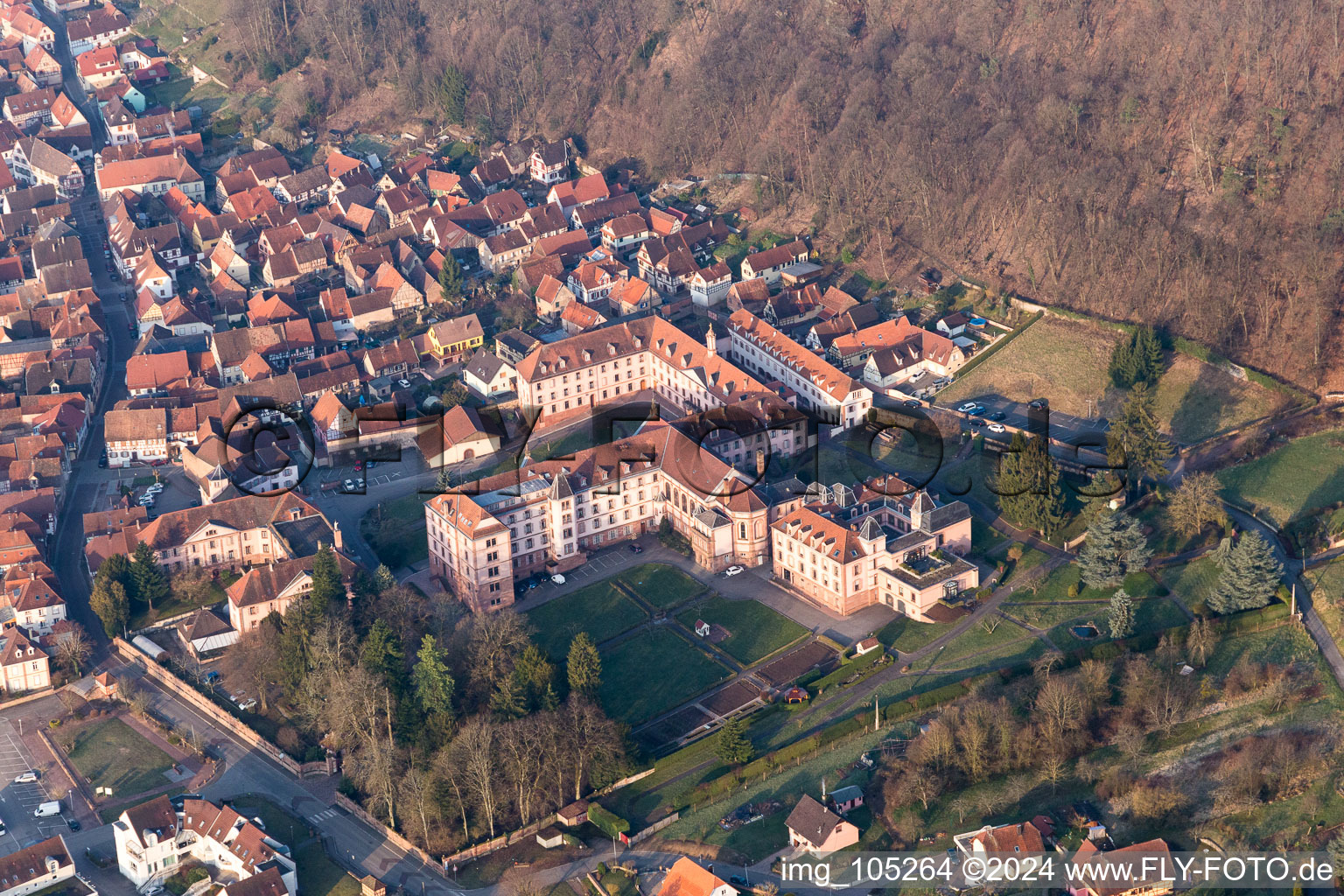 Oblique view of Oberbronn in the state Bas-Rhin, France