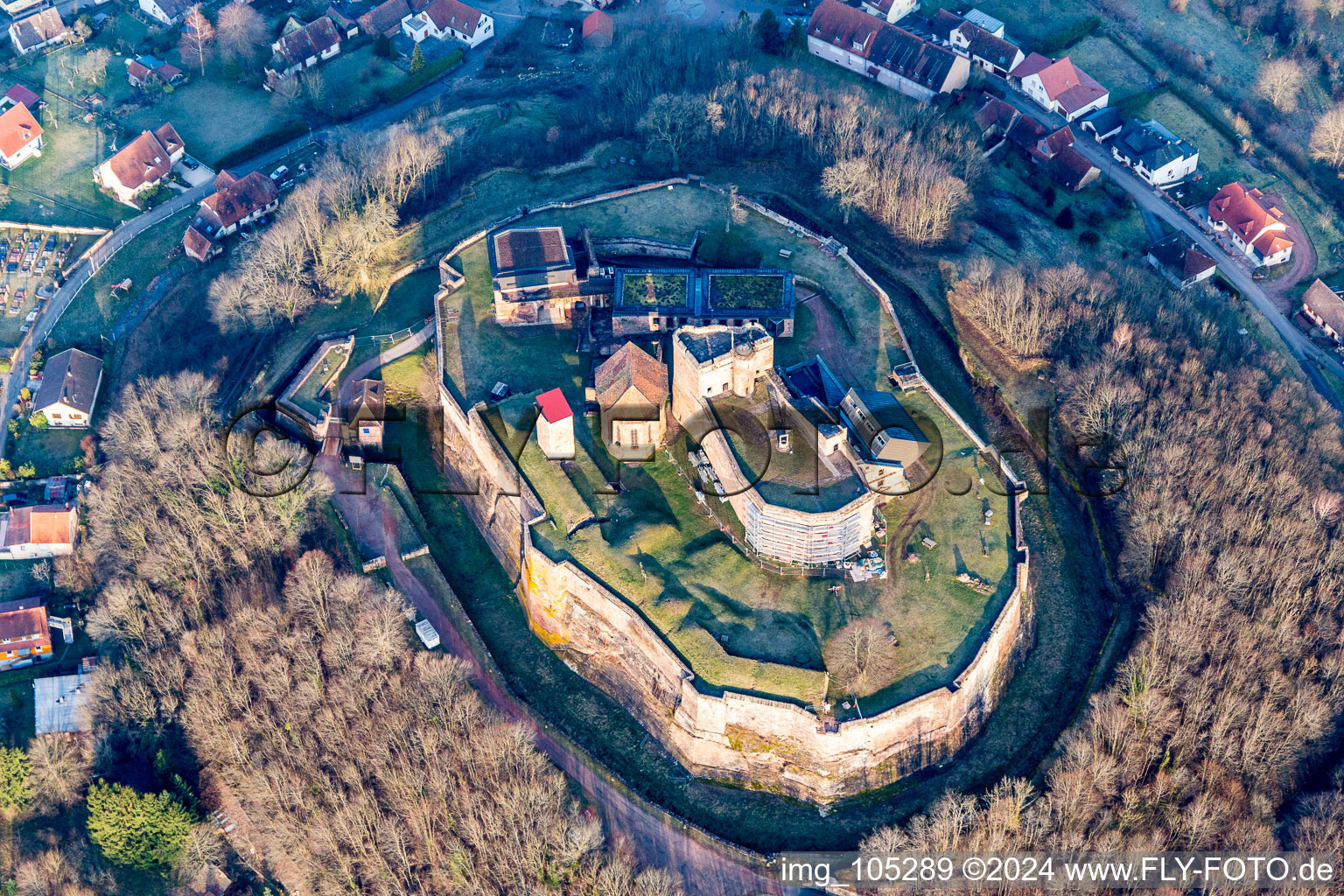 Castle of the fortress Chateau Lichtenberg with open-air stage in Lichtenberg in Grand Est, France