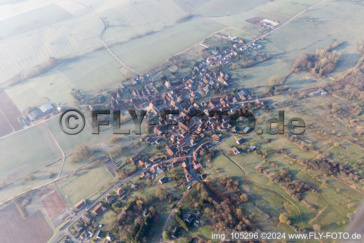 Aerial view of Weinbourg in the state Bas-Rhin, France