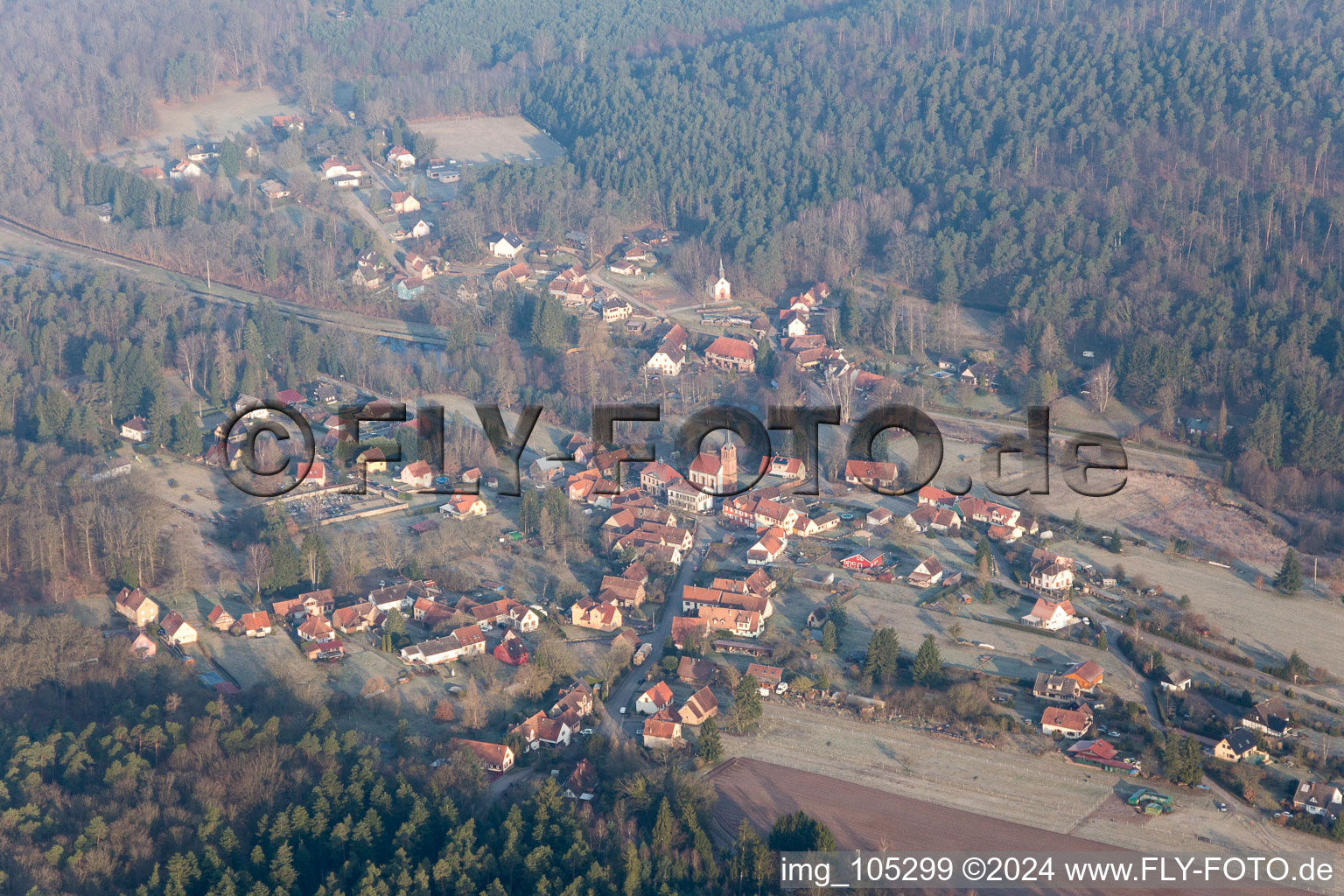 Aerial photograpy of Sparsbach in the state Bas-Rhin, France