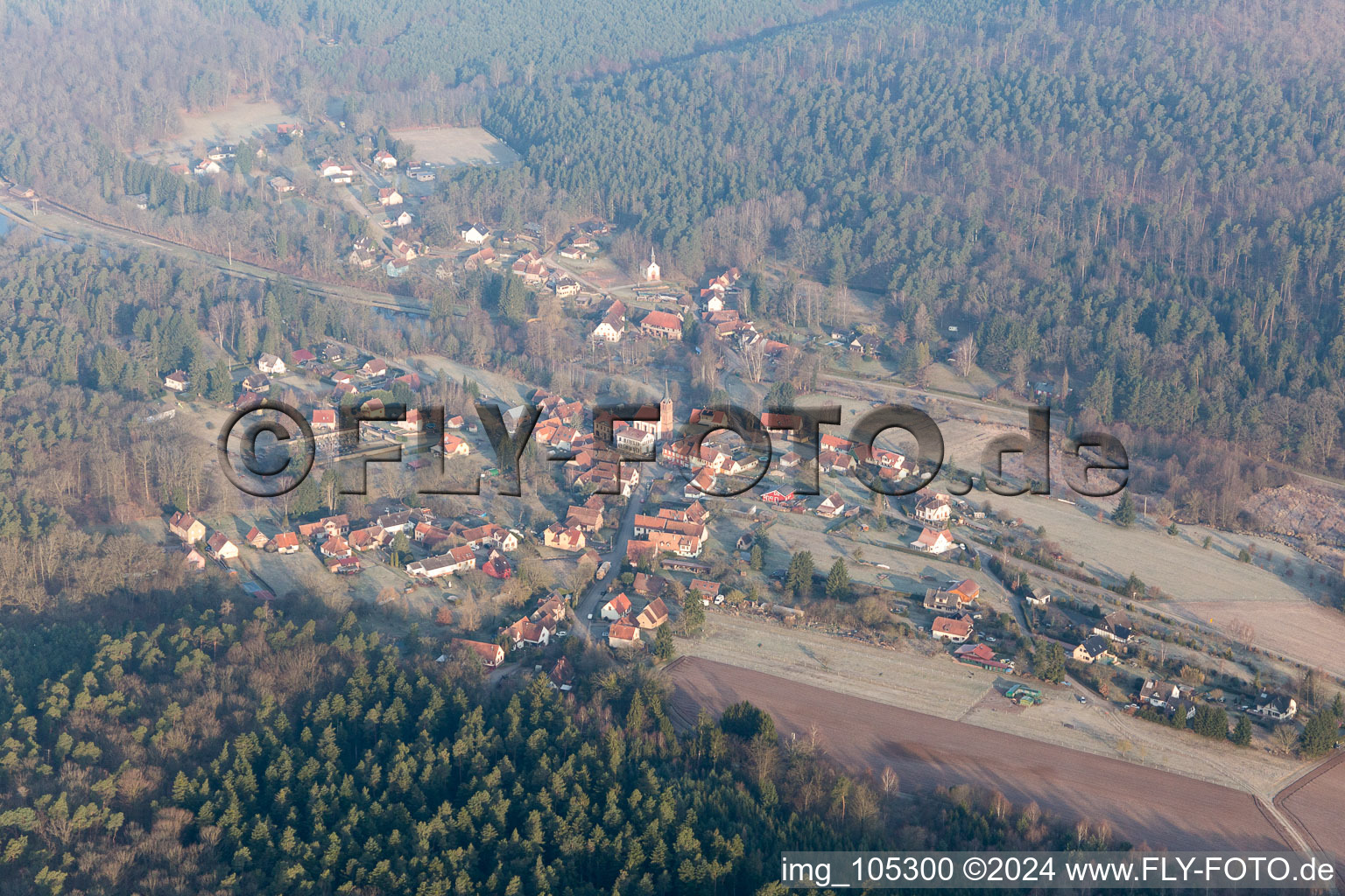 Oblique view of Sparsbach in the state Bas-Rhin, France