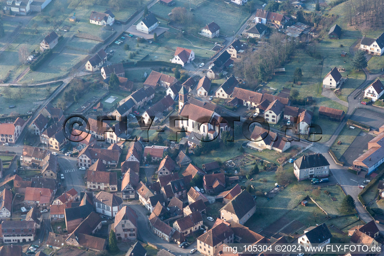 Aerial photograpy of Weiterswiller in the state Bas-Rhin, France