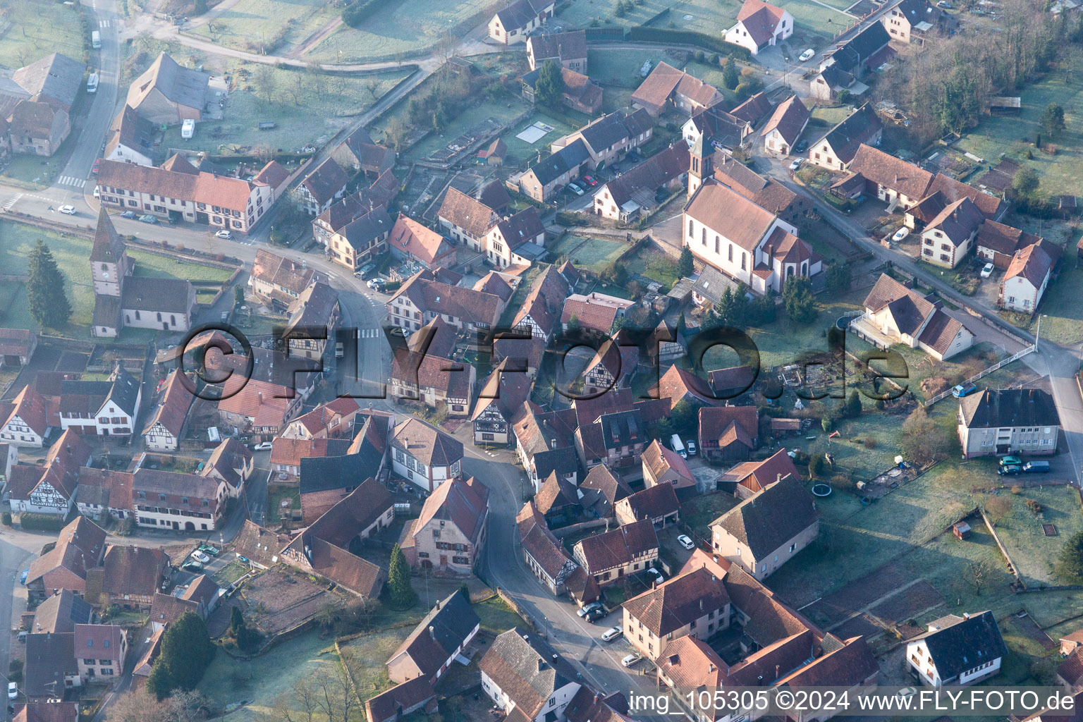 Oblique view of Weiterswiller in the state Bas-Rhin, France