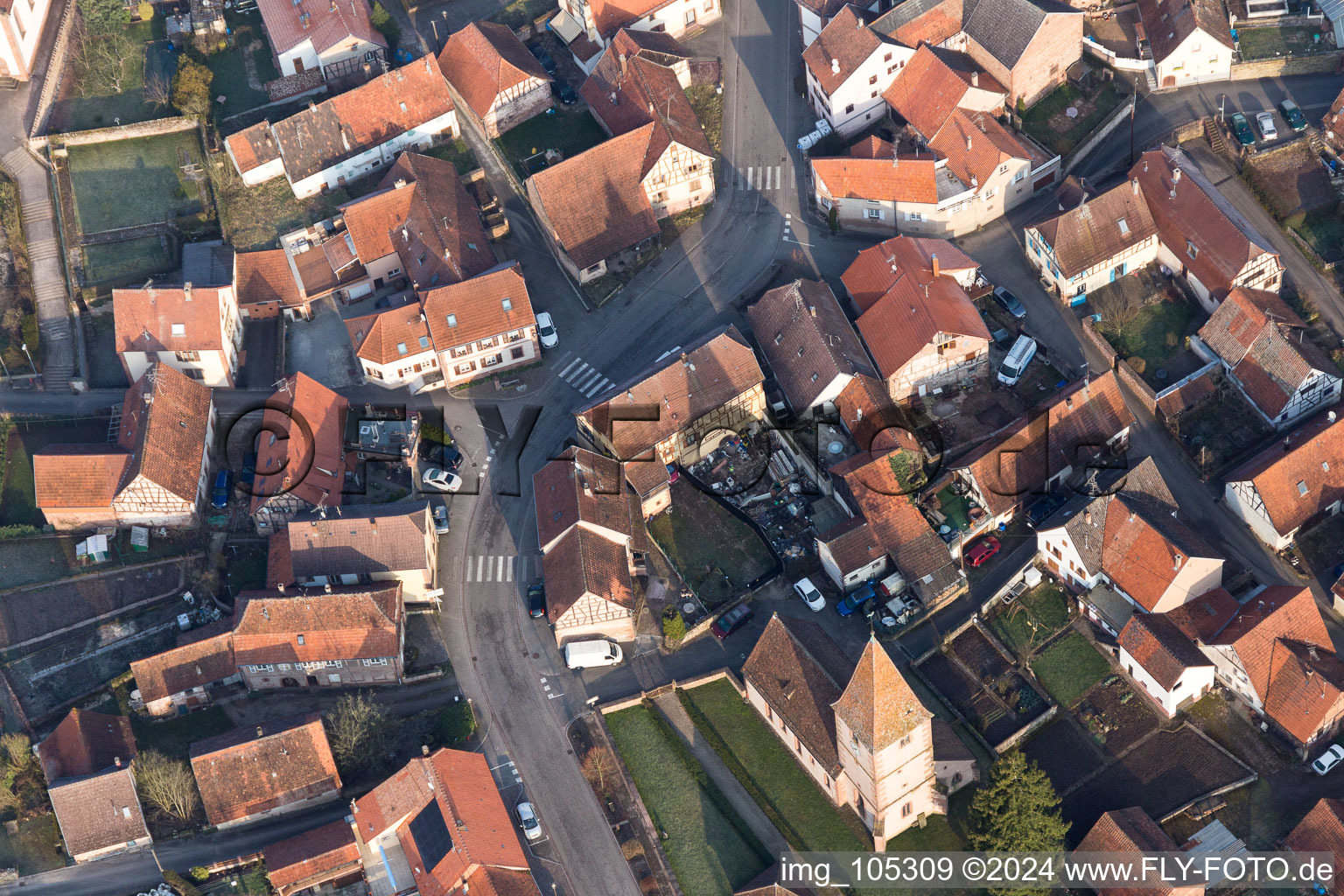 Weiterswiller in the state Bas-Rhin, France seen from above