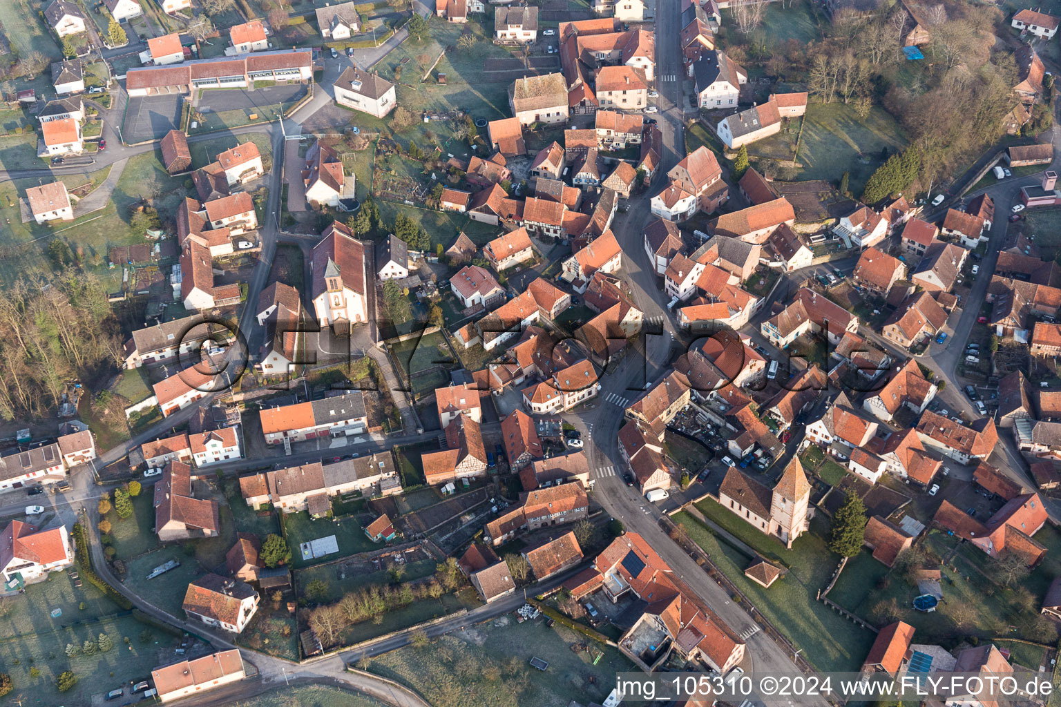 Weiterswiller in the state Bas-Rhin, France from the plane