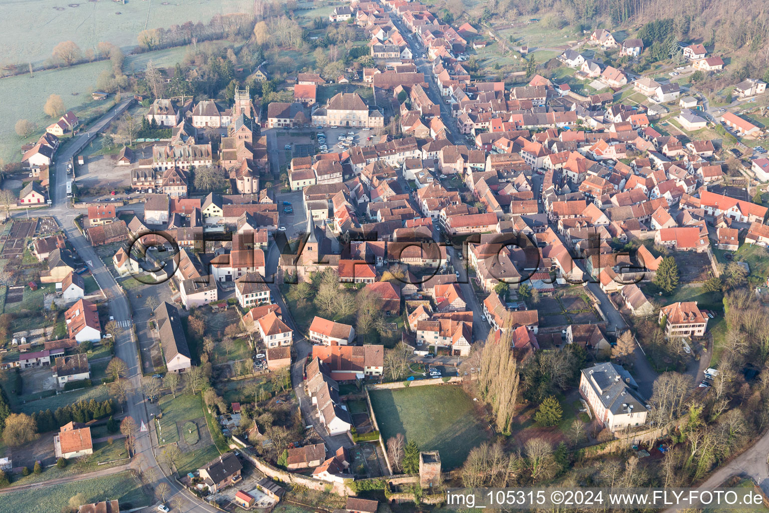 Aerial photograpy of Neuwiller-lès-Saverne in the state Bas-Rhin, France