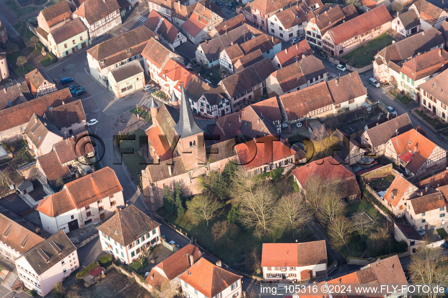 Oblique view of Neuwiller-lès-Saverne in the state Bas-Rhin, France