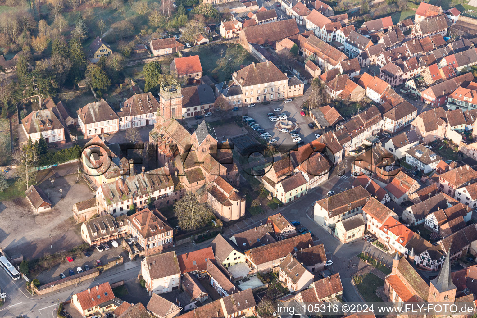 Neuwiller-lès-Saverne in the state Bas-Rhin, France from above