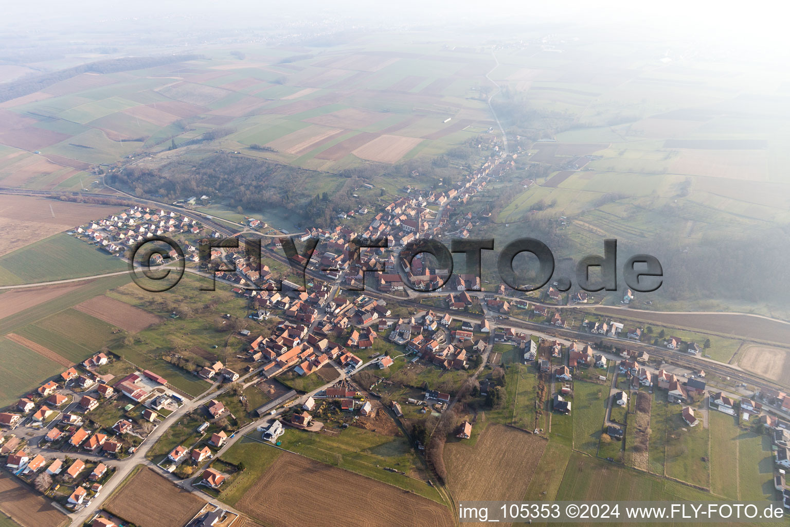 Drone image of Ettendorf in the state Bas-Rhin, France