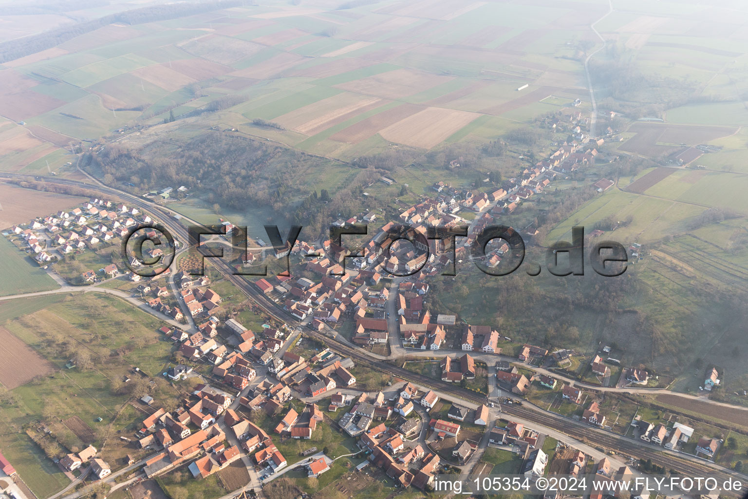 Ettendorf in the state Bas-Rhin, France from the drone perspective