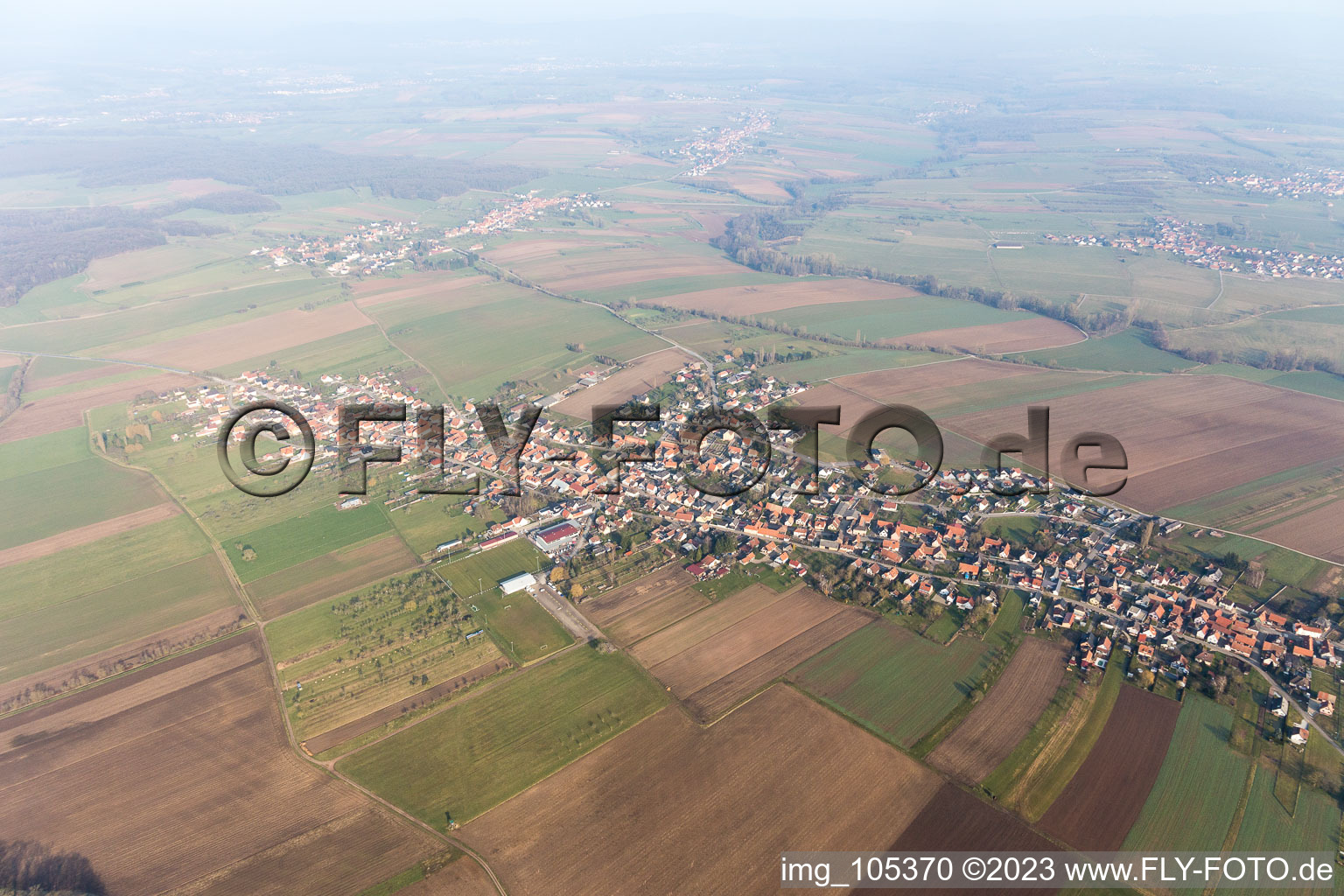 Aerial photograpy of Eschbach in the state Bas-Rhin, France