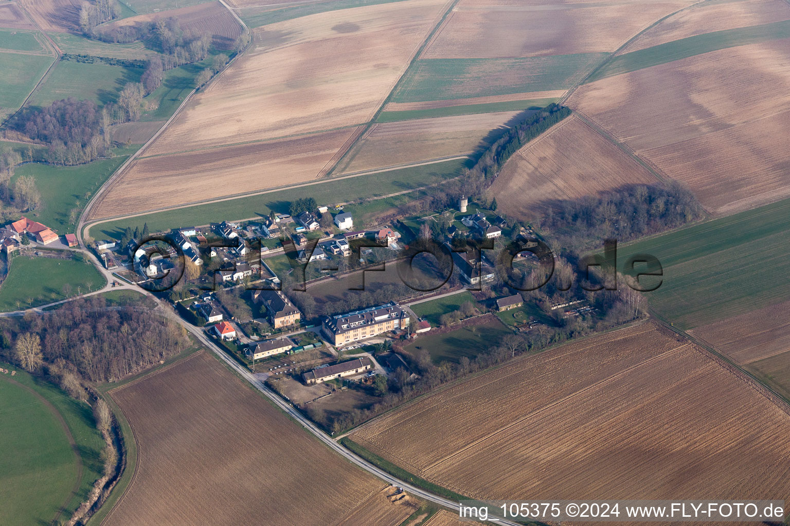 Aerial photograpy of Oberrœdern in the state Bas-Rhin, France