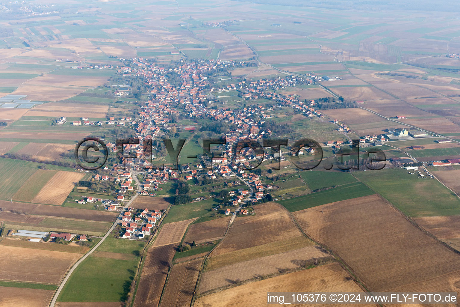 Seebach in the state Bas-Rhin, France seen from a drone