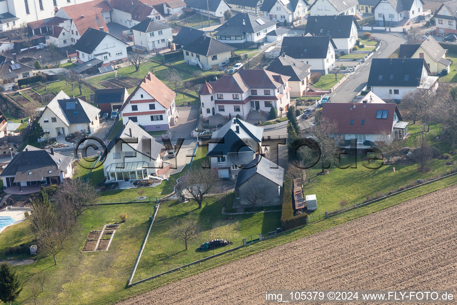 Bird's eye view of Schleithal in the state Bas-Rhin, France