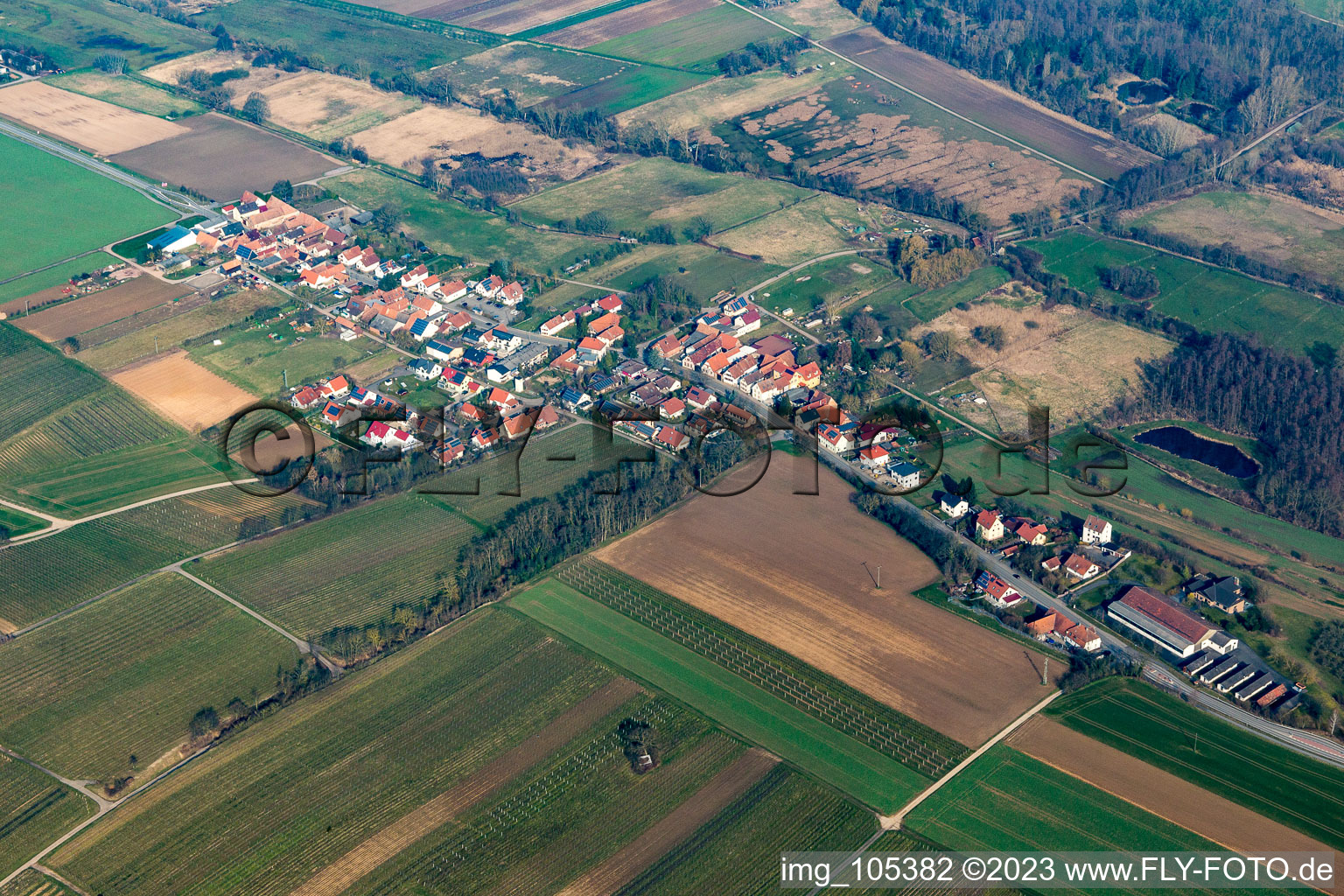 Hergersweiler in the state Rhineland-Palatinate, Germany seen from above