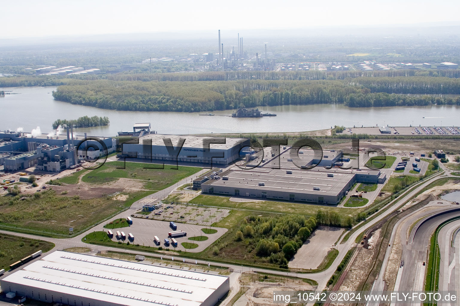 Aerial photograpy of Oberwald industrial area in Wörth am Rhein in the state Rhineland-Palatinate, Germany