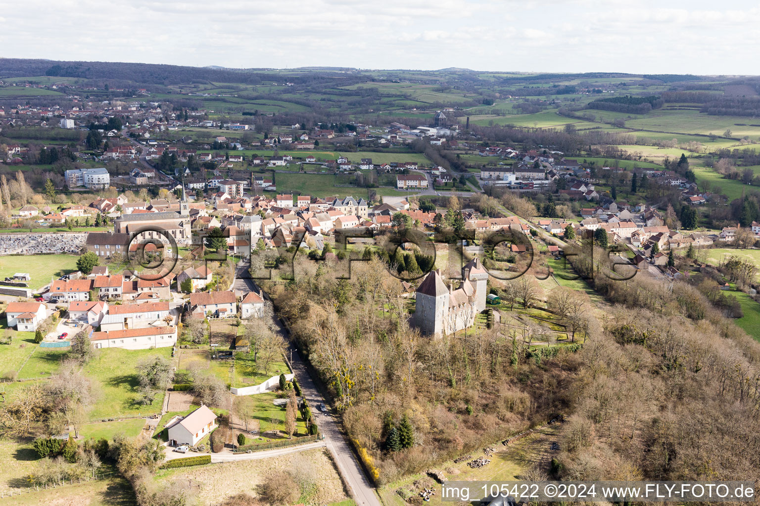 Aerial photograpy of Épinac in the state Saone et Loire, France