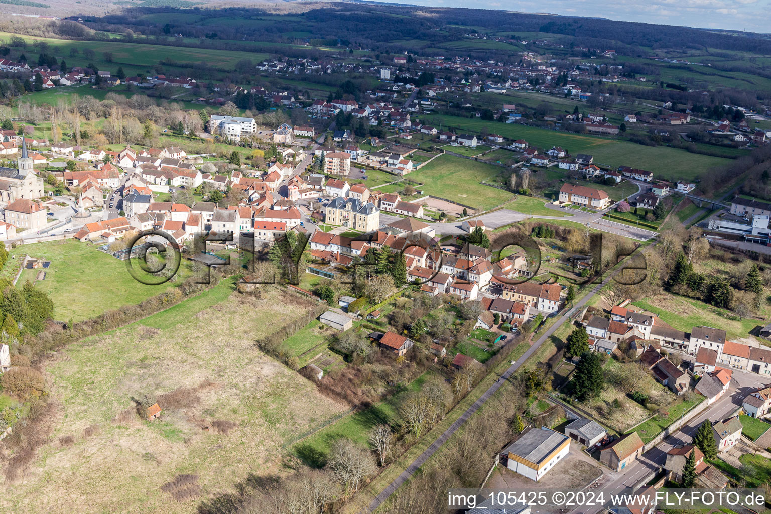 Épinac in the state Saone et Loire, France from above